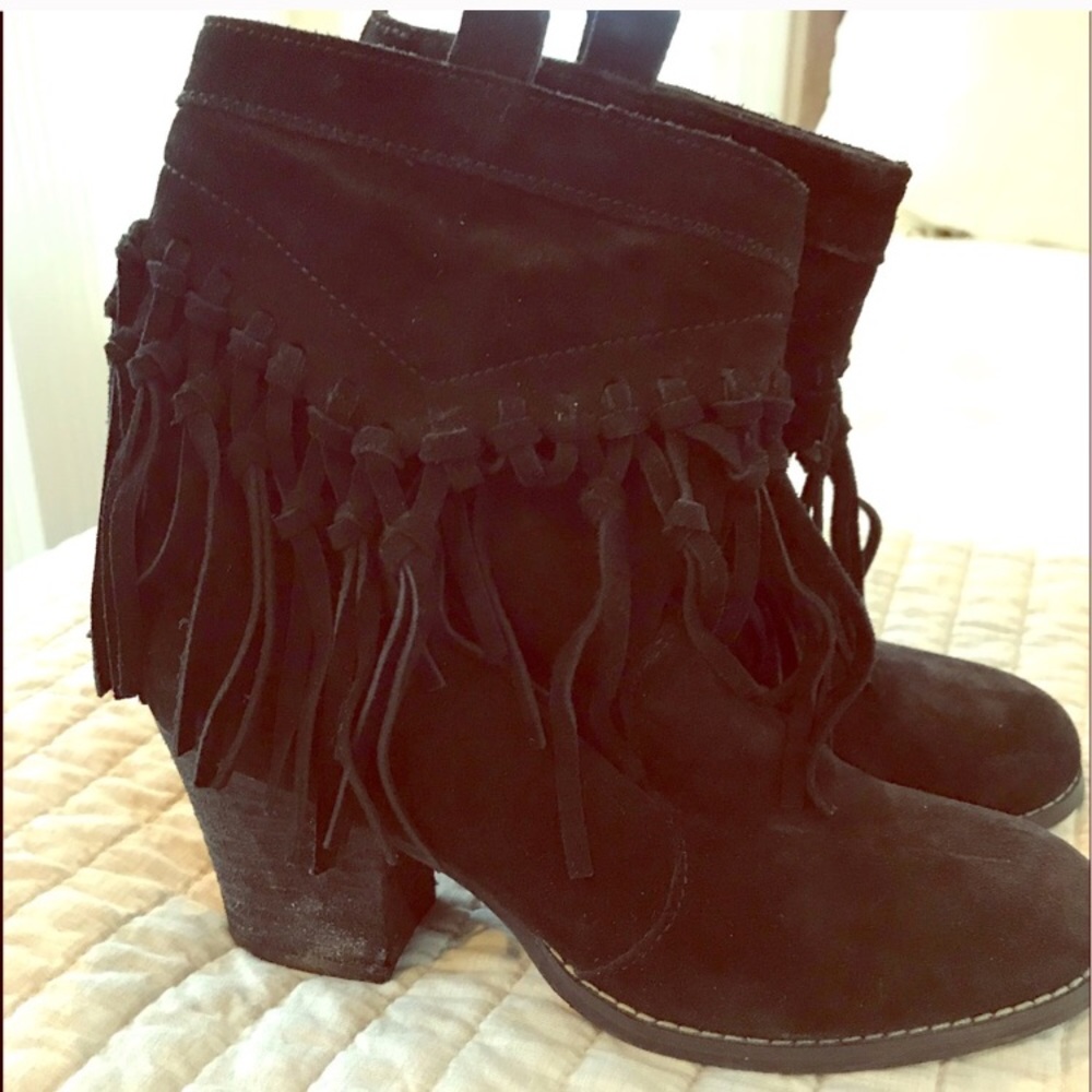 Black Fringe Booties